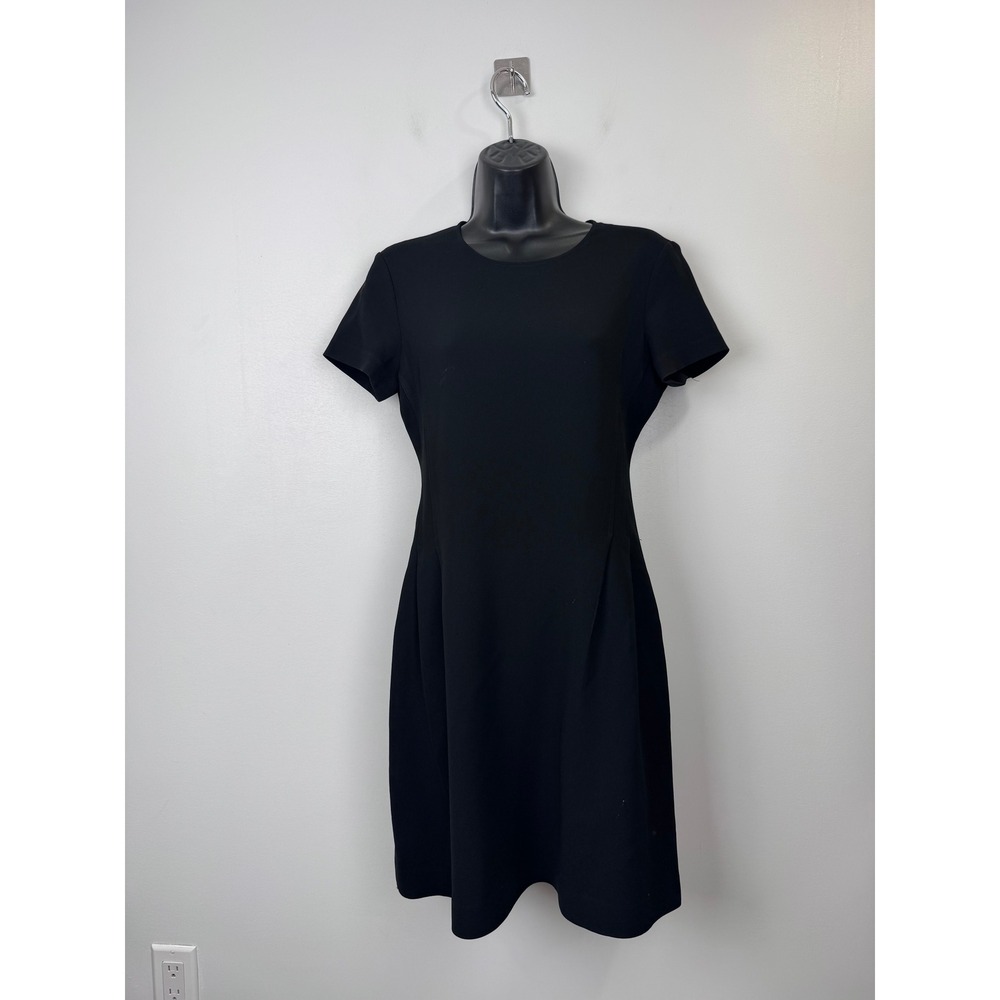 Theory Corset Tee Dress Admiral Crepe Black Short Sleeve Sheath Women Size 0‎